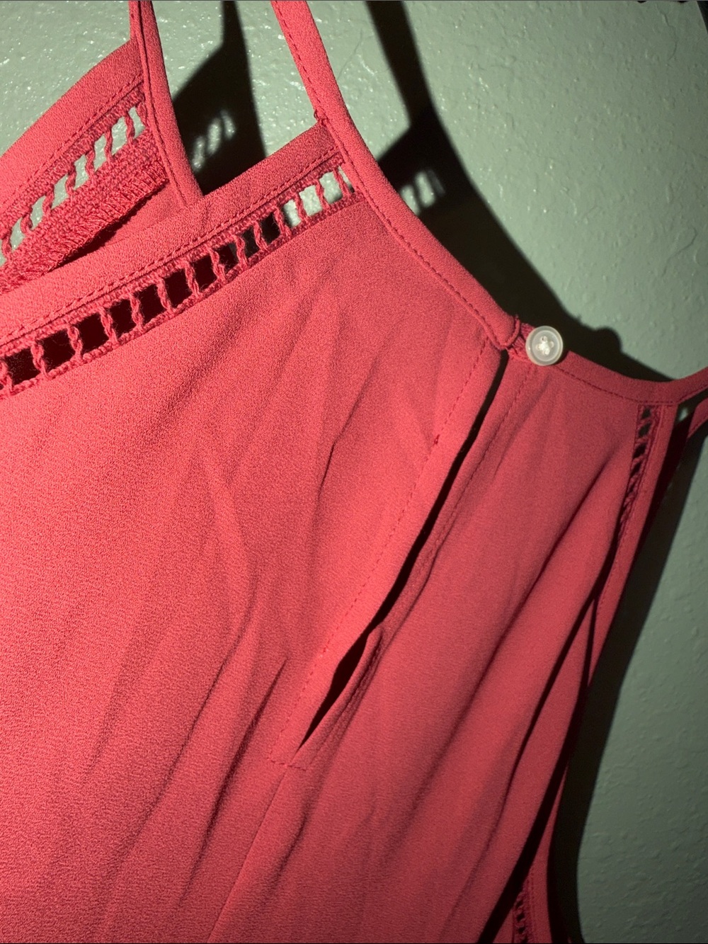 LOFT Red Double-Strap Ruffle-Hem Camisole - Picture 8 of 9